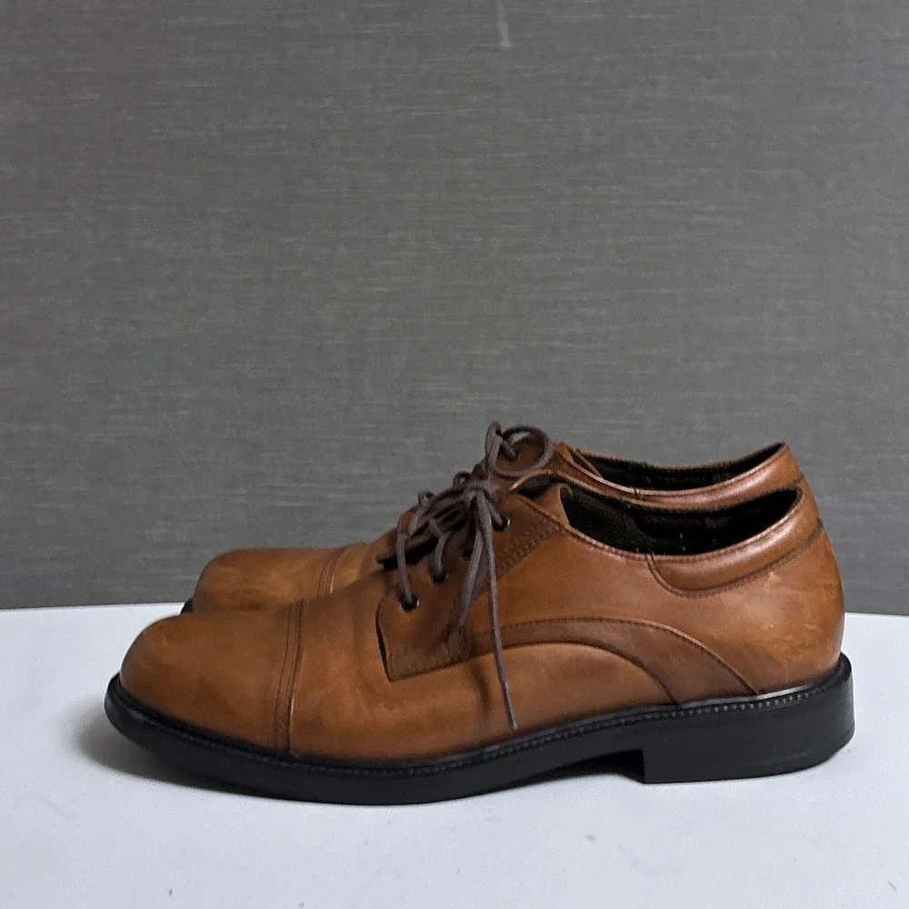 Nunn Bush Oxford Shoes 10.5 M Brown Cap Toe Leather Comfort Gel Dress Classic